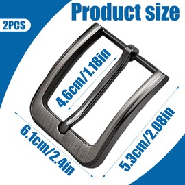 CPJJ Belt Buckle, Pack of 2 Belt Buckles, Belt Buckles for Men, 38-40 mm Single Prong Square Replacement Buckle Made of Zinc Alloy Belt Buckle 40 mm, for Men Belt (A), black