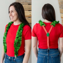 30 Watt Tinsel Suspenders | Perfect Accessory for Season's Theme Parties, Annual Holidays, Christmas Dinners | Fun Gift for Friends and Family | One Size, Fits Most People