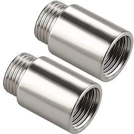 Beduan Shower Head Extension Tube Pipe Fittings G 1/2 Male to G 1/2 Female BSP threaded Stainless Steel Round Shower Arm Extension Cast Fitting Coupler (25mm Length,2pcs)