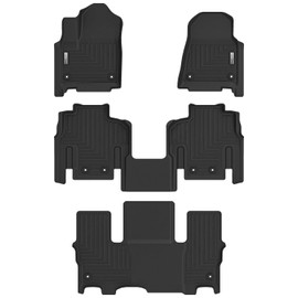 XINSHANGXIU Floor Mats for 2022 2023 2024 2025 Jeep Wagoneer/Wagoneer L (7-Passenger Only),TPE All Weather Protection Slush Car Floor Liners Black