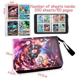 Deemonslayer Trading Card Albums, Deemonslayer Trading Card Binder Card Collection Binder Trading Card Album Compatible Pocket Zipper Trading Card Book for Game Card Collection