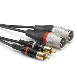 Sommer Cable HBP-M2C2-0300 Audio Adapter Cable [2x RCA Male to 2x XLR Male 3-Pin Plug] 3.00 m Black