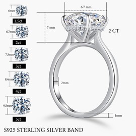 Elio Passero 2CT Engagement Rings for Women,925 Sterling Silver CZ Round Solitaire Engagement Ring with 18K Gold Plated,Promise Engagement Wedding Bands Couple Rings for Her size 8.5