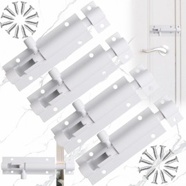 WiDream Pack of 4 Aluminium Alloy Door Bolt, Small Door Bolt, Lock Bolt Screws, Sturdy Latch Lock for Garden Gate, Bathroom, Shed (White)