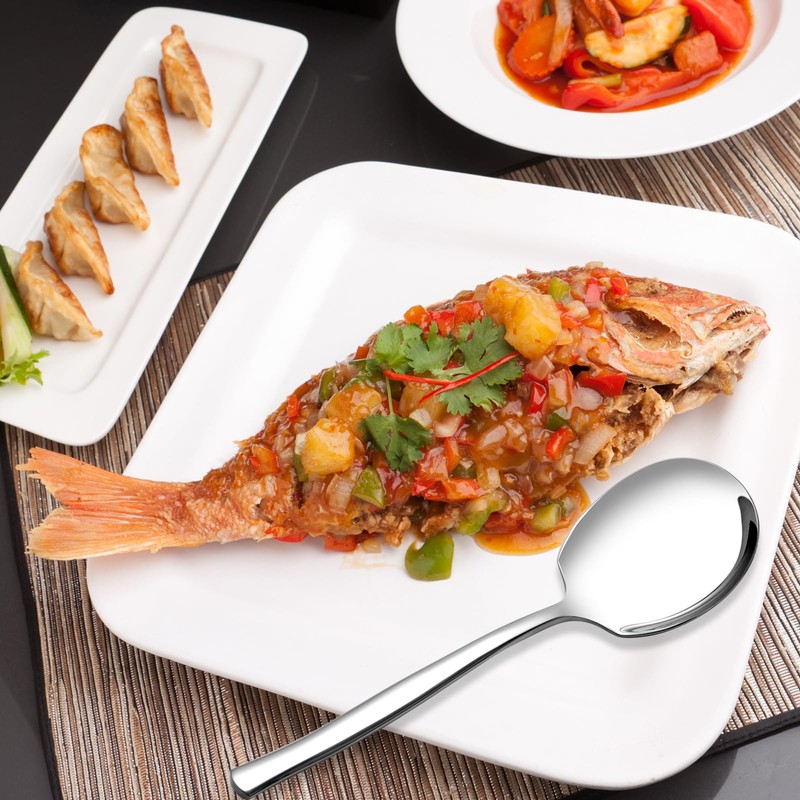 Minekkyes Stainless Steel Buffet Serving Spoon, 6 Pieces Large Table
