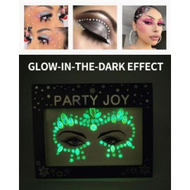 FDCGAS Gemstones Glitter Stones Stickers Glitter Rhinestones 6 Pieces Gemstones Temporary Tattoos Glitter Gemstones Rhinestone Face Jewels Crystals Rhinestones for Music Carnival, Makeup, Party