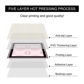 HOMETITUTE 10PCS 12x12 Inch Pink Glitter Leaf Petal Pattern Floor Tiles Peel and Stick Removable Self Adhesive DIY Vinyl Flooring Stickers for Kitchen Bathroom Living Room Entryway Home Decor