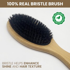 NOORNOVA 100% Boar Bristle Hairbrush Set - Featuring Gentle Natural Bristles, Ideal for Thin and Fine Hair With 1 Wooden Comb Included | Restore Hair Shine & Texture