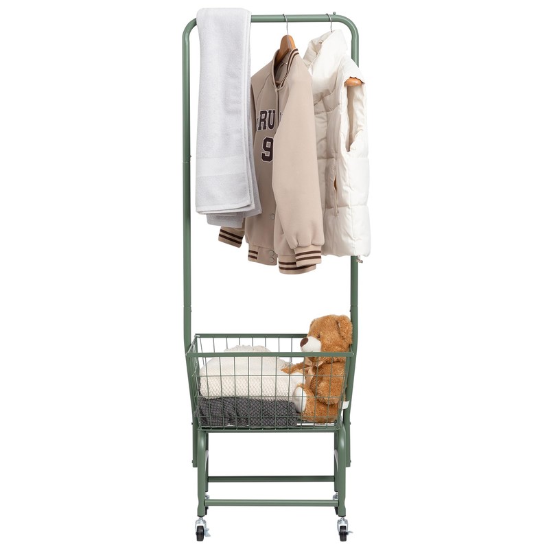 ALIMORDEN Laundry Cart with Clothes Rack, Rolling Laundry Butler with