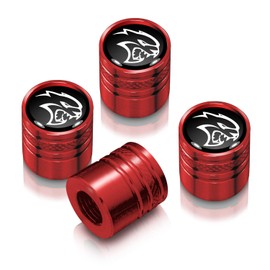 iPick Image for Dodge SRT Hellcat in Black on Red Aluminum Cylinder-Style Tire Valve Stem Caps