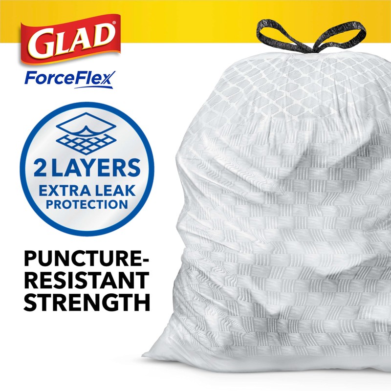 Glad ForceFlex Tall Kitchen Drawstring Trash Bags, 13 Gal, Fragrance
