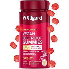 Wellgard Vegan Beetroot Gummies for Adults, Beetroot Extract 10:1 (2000mg Equivalent) with 7 Vitamins and Chromium, Vitamin C D3 E B1 B2 B6 Folic Acid, Mixed Berry Flavour, 60 Gummies, 30 Day Supply