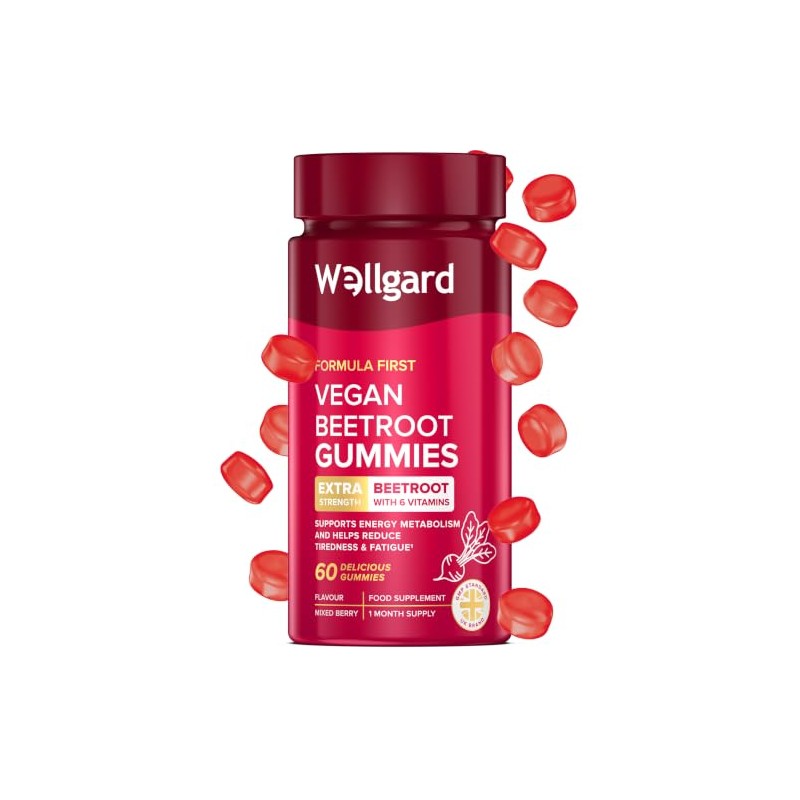 Wellgard Vegan Beetroot Gummies for Adults, Beetroot Extract 10:1 (2000mg