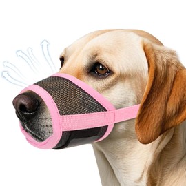 Dog Muzzle, Soft Air Mesh Muzzle for Small, Medium & Large Dogs, Anti-Biting, Barking, Chewing, Breathable, Drinkable, Adjustable Loop, Suitable for German Shepherd, Husky, Labrador Retriever -Pink,L