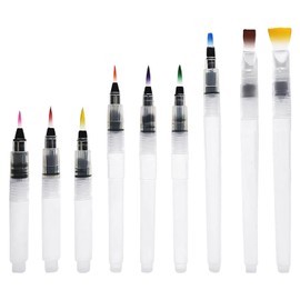 9 Watercolour Brushes, Watercolour Brush Set, Watercolour Brush, Water Brush, Refillable Colouring Pencils, Travel Watercolour Brush, Watercolour Paint Set for Kids