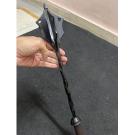 Medieval Crusader Battle Hammer Five Flange Festival Props for Knight Warrior Costume Battle (Flanged mace Black)