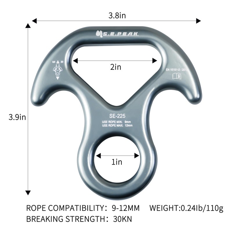 S.E.PEAK 30kN Rescue Figure 8 Descender Climbing Gear Downhill Equipment