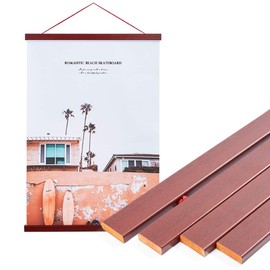 Artmag Magnetic Poster Hanger Frame, Light Wood Wooden Magnet Canvas Artwork Print Poster Hangers for 15x36 15x30 15x21 Frames Hanging Kit (Mahogany, 15")