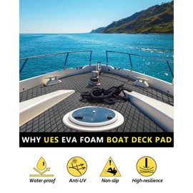 KT GuoMei 94.5"X43.31" Diamond Pattern EVA Self-Adhesive Boat Decking Boat Flooring Non-Skid mat for Decorate Yacht Pool etc (Diamond Patterns, Dark Grey and Black, 94.5"X43.31")