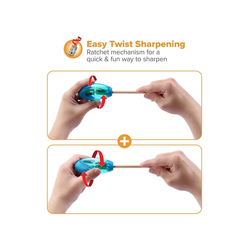 Bostitch Office Twist-N-Sharp Manual Pencil Sharpener, Double Hole, 3-Pack