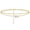 TCXOO Anklets Bracelets for Women 14k Gold Plated Waterproof CZ