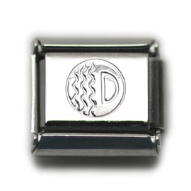 Dolceoro Alphabet A Letter Initial, 9mm Traditional Classic Type Italian Modular Charm Link - Stainless Steel