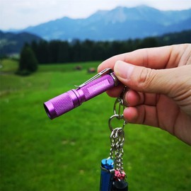 Mini Keychain Flashlight AAA Small Bright 150 Lumens 3 Modes,Waterproof Multipurpose Caplight Camplight Tablelight Necklace light for EDC,Reading,Walk, Emergency,parents kids gift(Purple for love)
