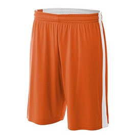 A4 N5284-ORW Reversible Moisture Management Shorts, 10"/XX-Large, Orange/White
