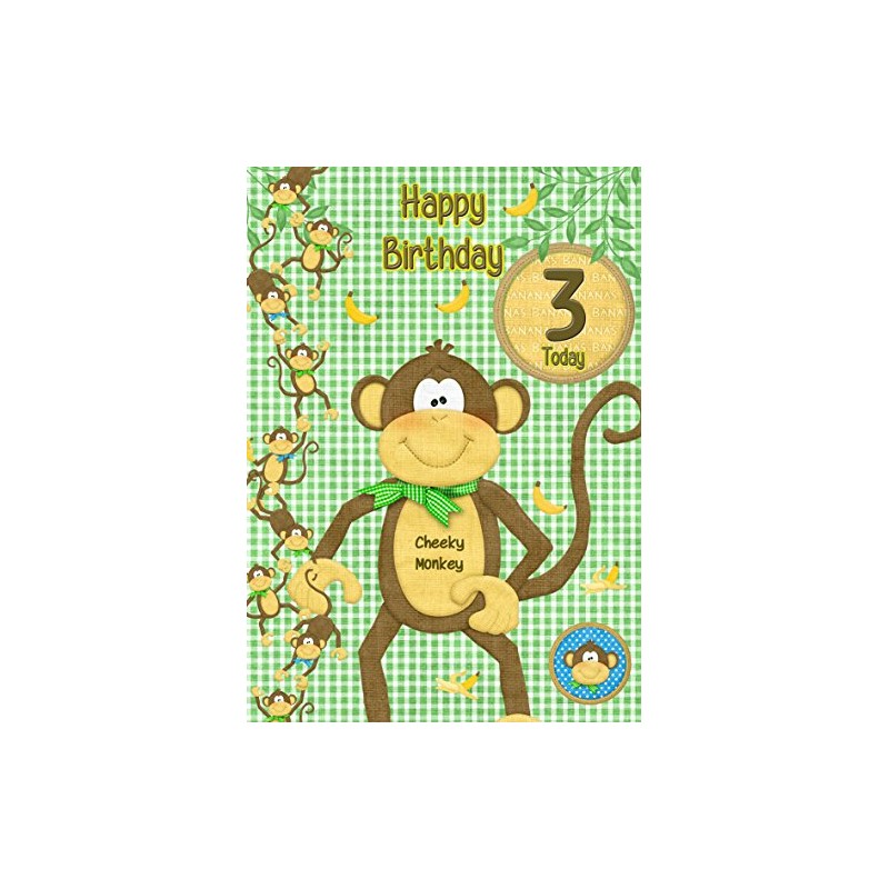 Kids Cheeky Monkey 3rd Birthday Card