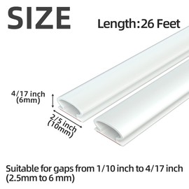ESUFEIR 26Feet Door Weather Stripping Door Seal Strip,Self-Adhesive Rubber Door Insulation Weather Strip for Windows and Doors Soundproofing,Weatherstripping for Doors Frame Gap Blocker(White)