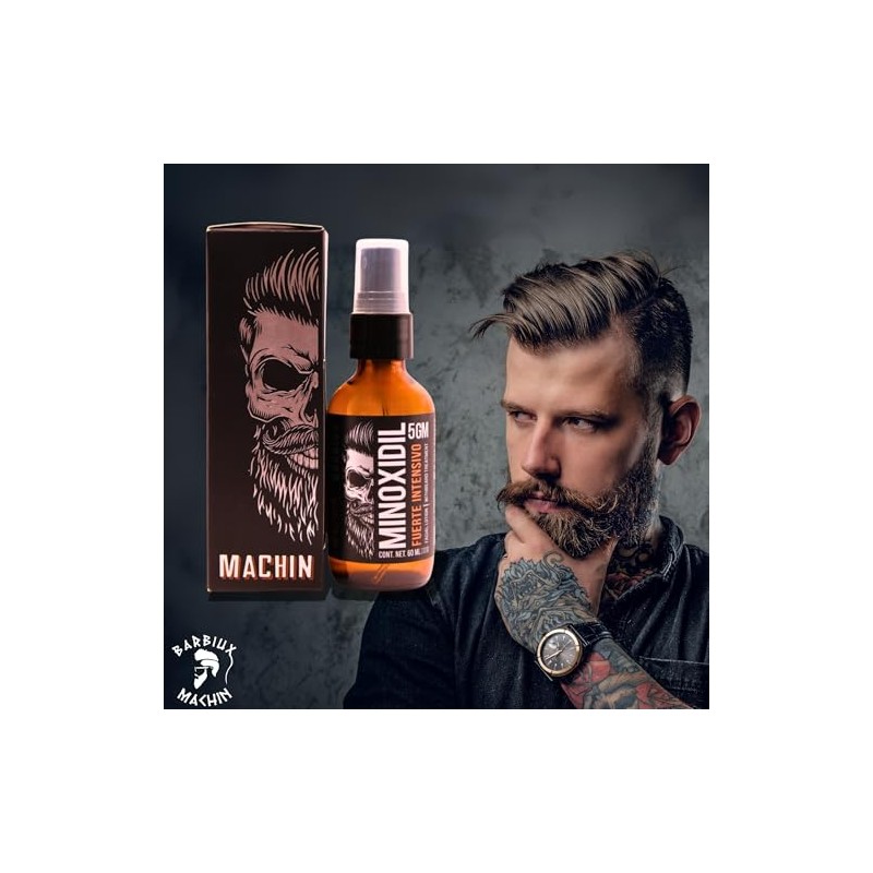 Loción Balsamo para Crecimiento de Barba Cabello Intenso 5% Barbiux