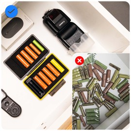 AA AAA Battery Storage Case Holder with Battery Tester, Battery Organizer Container for 8 Double A & 2 Triple A Battery, Compact and Water-Resistant