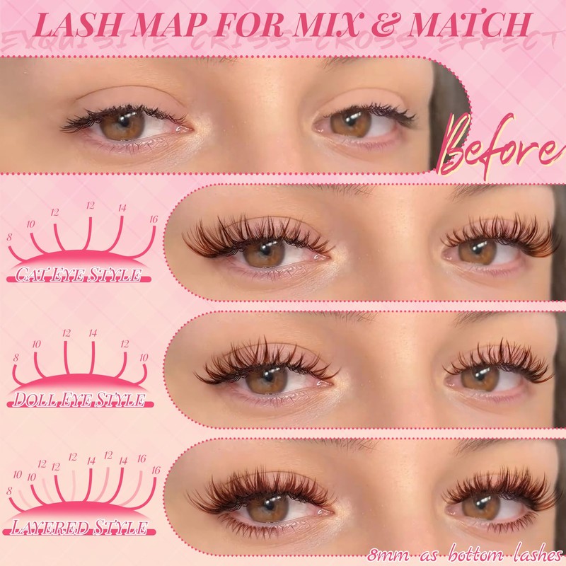 Brown Lashes Clusters Wispy Eyelash Clusters Natural Look (Drifter Brown)