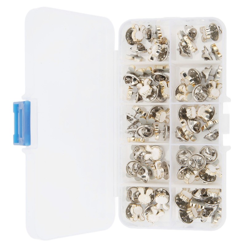 3 Boxes 150pcs Brooch Buttons White Rabbit Head Shape Detachable