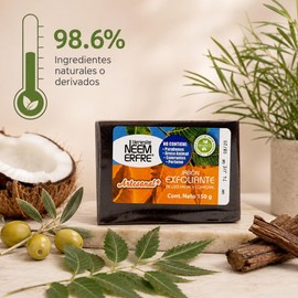 bienestar NEEM ERFRE Jabon Exfoliante Corporal de Corteza de Neem- Artesanal Vegano Natural Tea TREE Aceite Oliva- Sin Parabenos Petrolatos Grasa Animal (Caja de 15)