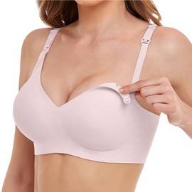 Vinfact Silky Smooth Nursing Bra Women Without Underwire Seamless Maternity Bra with Additional Bra Extensions for Sleeping and Breastfeeding, pink