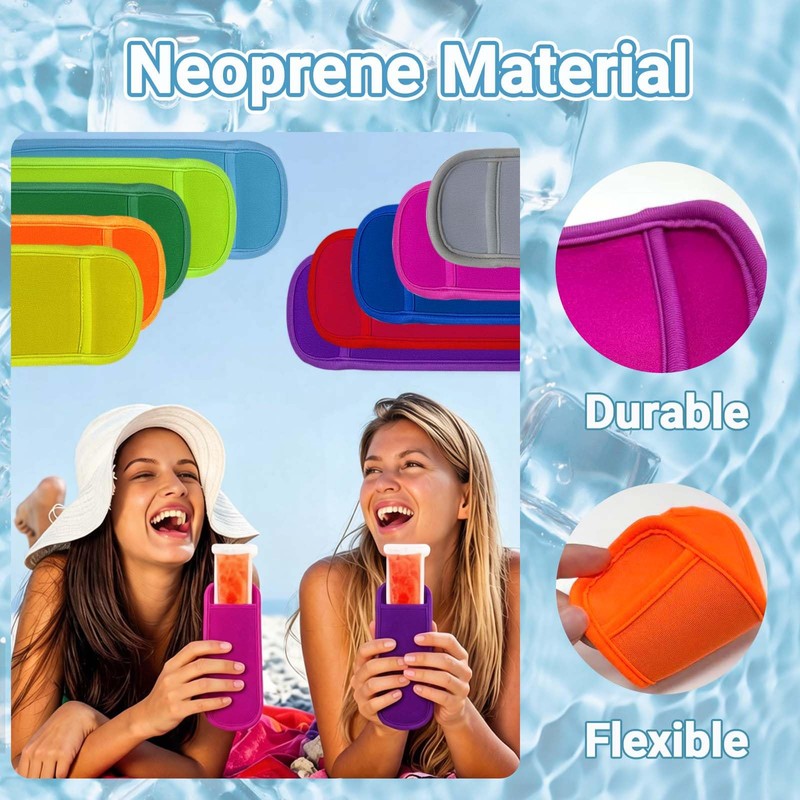 10 Colors Reusable Ice Pop Sleeves Anti-freezing No Drip (10