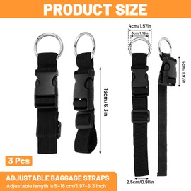3Pcs Add a Bag Luggage Strap, Adjustable Suitcase Straps with Clips, Hands-Free Jacket Gripper for Connecting Luggage Backpack, Travel Accessories, Carry Your Extra Bags (Black)