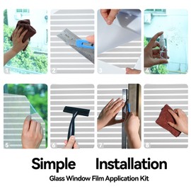 LOVADA Frosted Glass Window Film - 17.5" x 78.7" Temporary Window Coverings, Dog Proof Blinds, Stick on Window Blinds, Peel and Stick Blinds for Windows