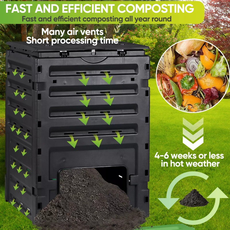SEGAWE 120 Gallon Large Compost Bin BPA Free Outdoor Composting