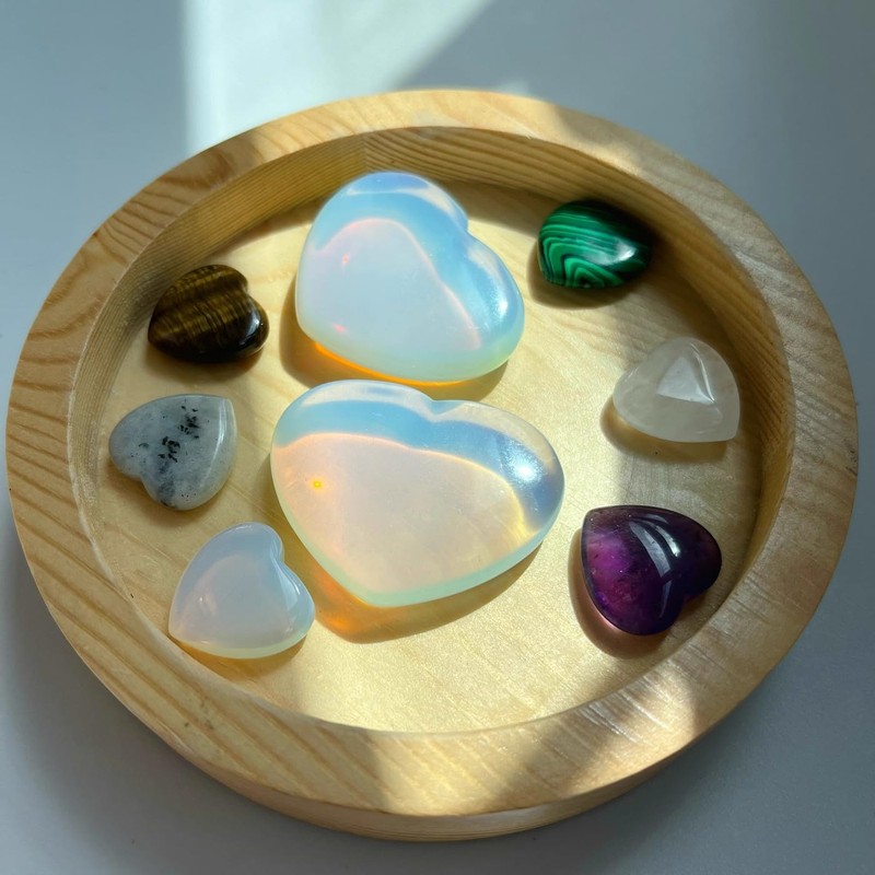 XIANNVXI 45mm 1.8" Opal Crystal Heart Stone Natural Crystal Gemstone