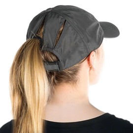 TOP-EX Womens High Ponytail Messy Bun Packable Unstructured Baseball Cap Running Hat L XL Extra Large Size UV Protection Summer Golf Outdoor SPF 50 Grey