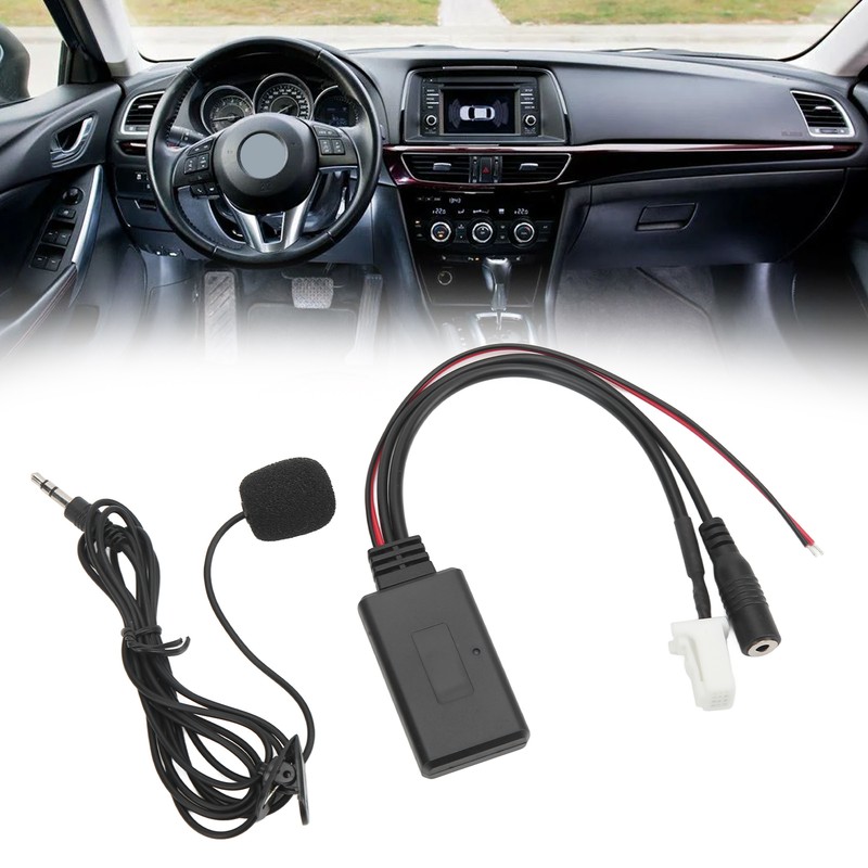 Car Bluetooth Audio Cable Adapter with Microphone Hands Free Replacement