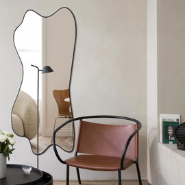 DAOYIJIAJU Irregular Mirror, Large Asymmetrical Wall Mirror, 47.2"x21.2" Modern Oblong Mirror, Weird Shaped Mirrors for Living Room Bathroom Bedroom Entryway Fireplace