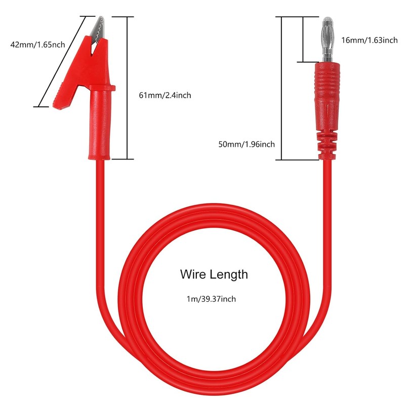 Banana plug to alligator clip, 4mm banana plug test line,