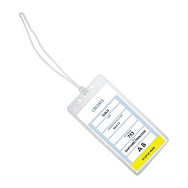 5 Pack - Premium Vinyl Cruise Ship Luggage Tag Holders with 9" Worm Loops Attach to Your Suitcases, Bag Handles, and Carry On Luggage - 3 1/2 x 7" Clear Protective Insert Sleeves by Specialist ID