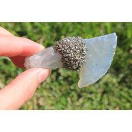 Brazilian Agate Knife Point/Blade Flint Knapping/Knapped Using Pressure Flaking Techniques Neck Knife/dagger Point Hafted On Arkansas Quartz Crystal Point handle w/Crushed Pyrite