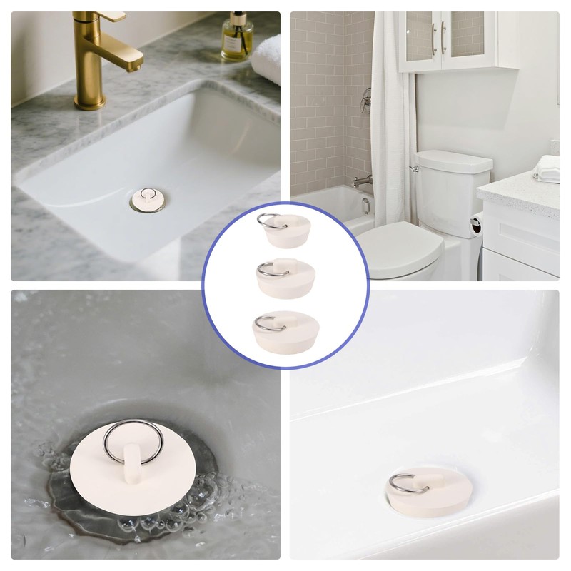 BOXOB 3pcs 3 Sizes Sink Drain Stoppers, Rubber Sink Plugs