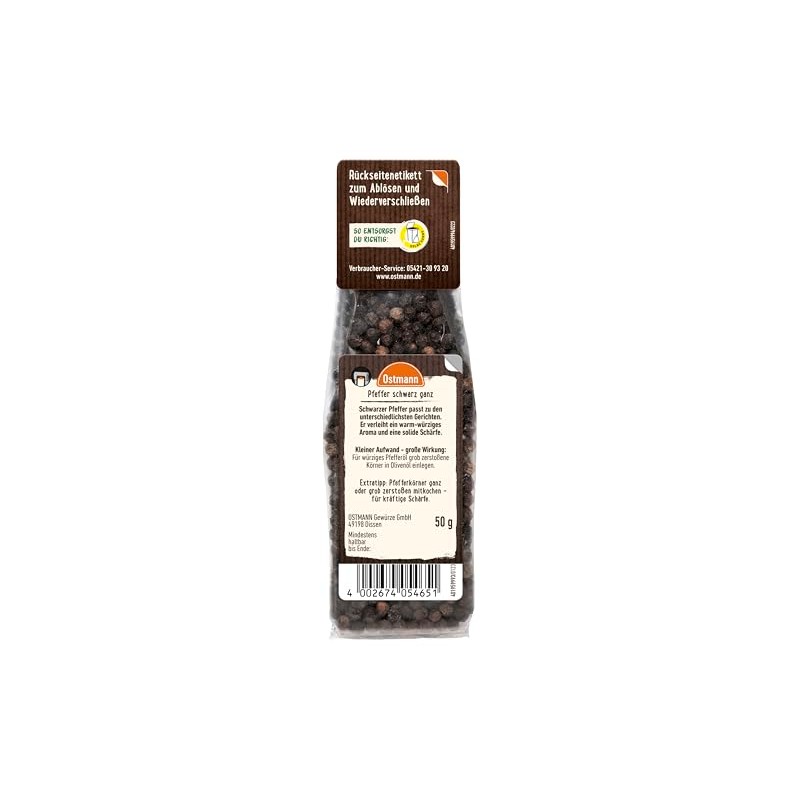 Ostmann Spices - Peppercorns Black | Unground Pepper | For