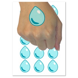 Water Drop Icon Outline Temporary Tattoo Water Resistant Fake Body Art Set Collection - 15 2" Tattoos (1 Sheet)